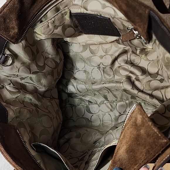 Coach Y2K Chocolate  Hampton Double Strap Suede Tote Brown Expresso Bag - Picture 15 of 16